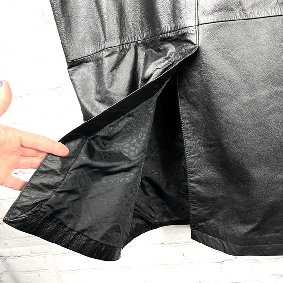 VINTAGE |•PARIS SPORT CLUB•| Long Black Leather Jacket/Coat Duster Size XL - Picture 10 of 16